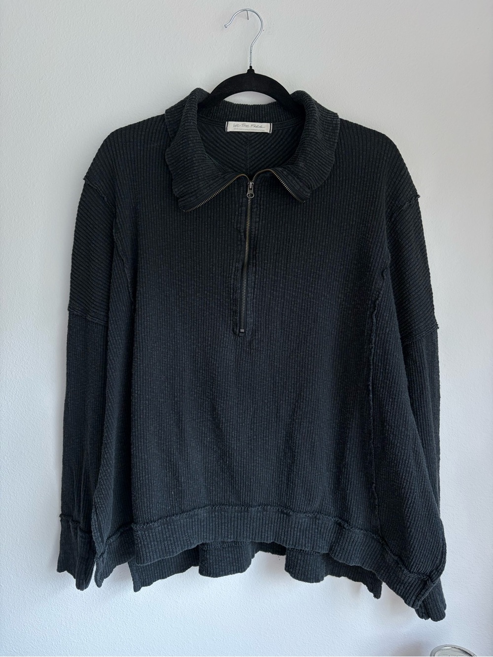 We‎ The Free Free People Oversized Half Zip Pullover Charcoal Gray Size Small 🖤